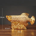 Figurine Décorative en Céramique Poisson Arowana Doré - Objet d'Art pour Décoration Maison et Mariage - Cuisine Chez Nadine