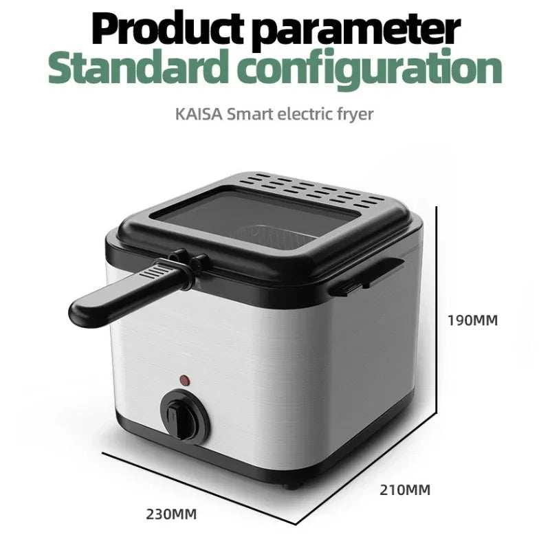 Friteuse Électrique en Acier Inoxydable 2,5L 220V/1000W - Appareil à Frites et Beignets avec Thermostat Ajustable - Cuisine Chez Nadine