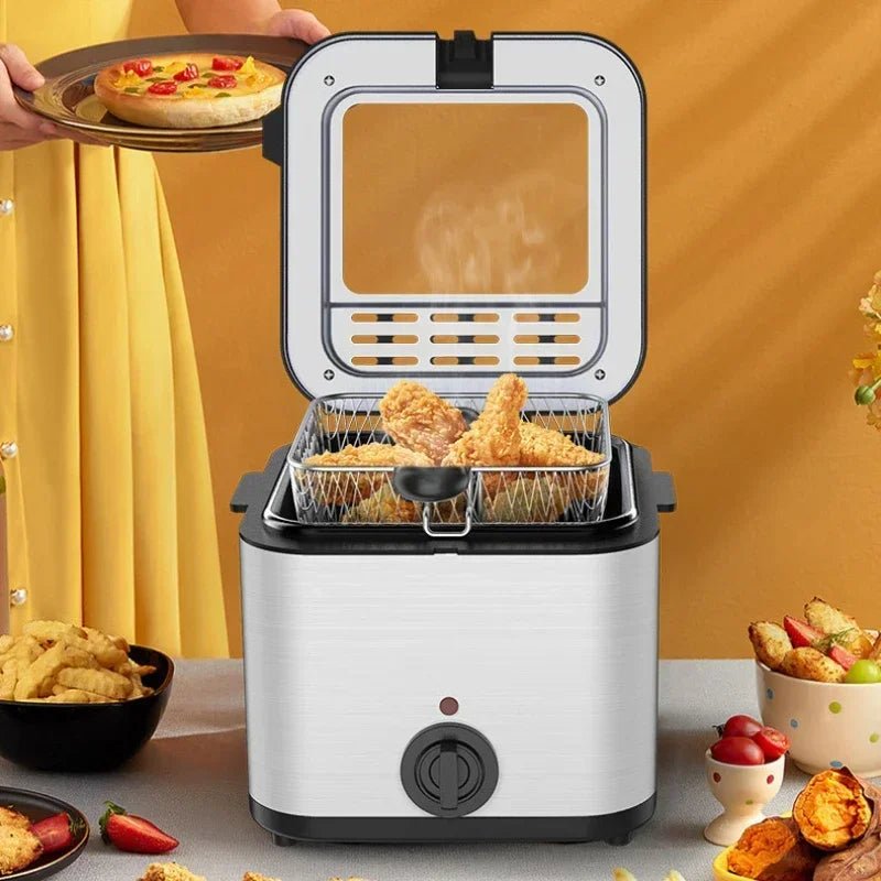 Friteuse Électrique en Acier Inoxydable 2,5L 220V/1000W - Appareil à Frites et Beignets avec Thermostat Ajustable - Cuisine Chez Nadine