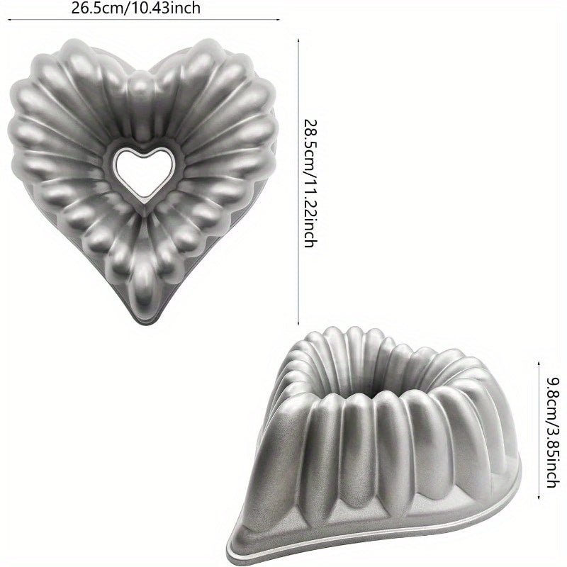 Grand moule à gâteau en forme de cœur 3D en aluminium 10,43" x 11,22" - Antiadhésif pour mariages et fêtes - Cuisine Chez Nadine