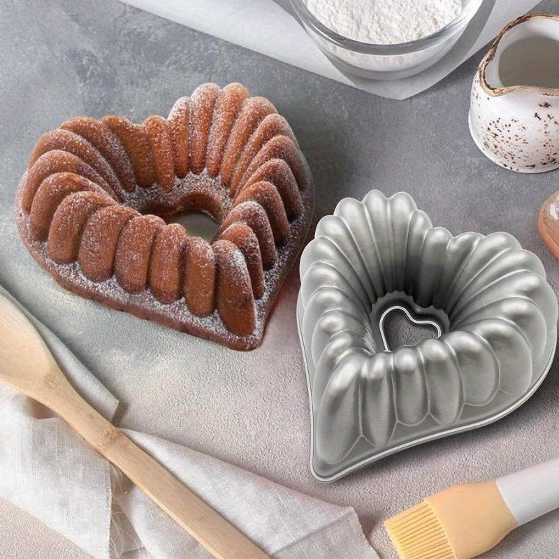 Grand moule à gâteau en forme de cœur 3D en aluminium 10,43" x 11,22" - Antiadhésif pour mariages et fêtes - Cuisine Chez Nadine
