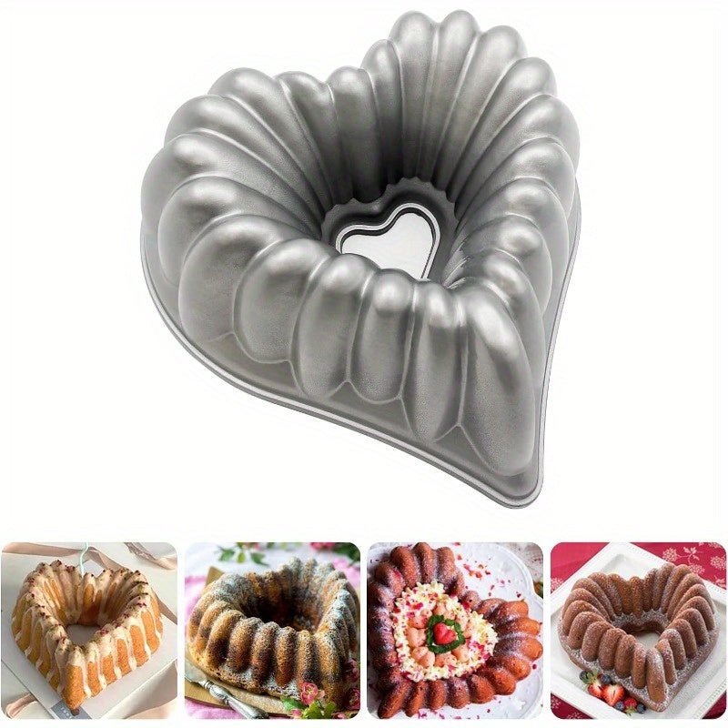 Grand moule à gâteau en forme de cœur 3D en aluminium 10,43" x 11,22" - Antiadhésif pour mariages et fêtes - Cuisine Chez Nadine