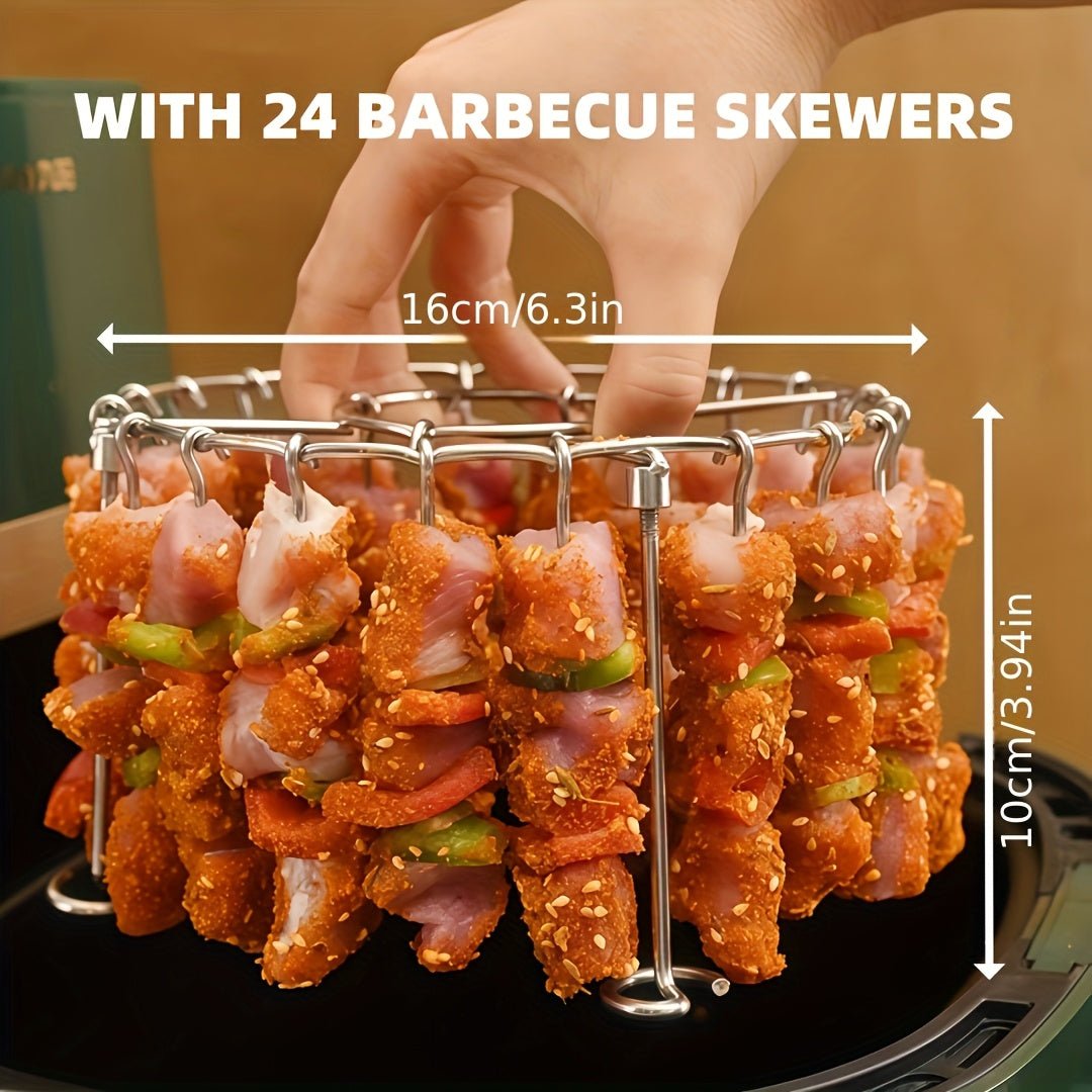 Grill vertical en acier inoxydable 304 avec 24 brochettes pour friteuse à air - Cuisine Chez Nadine