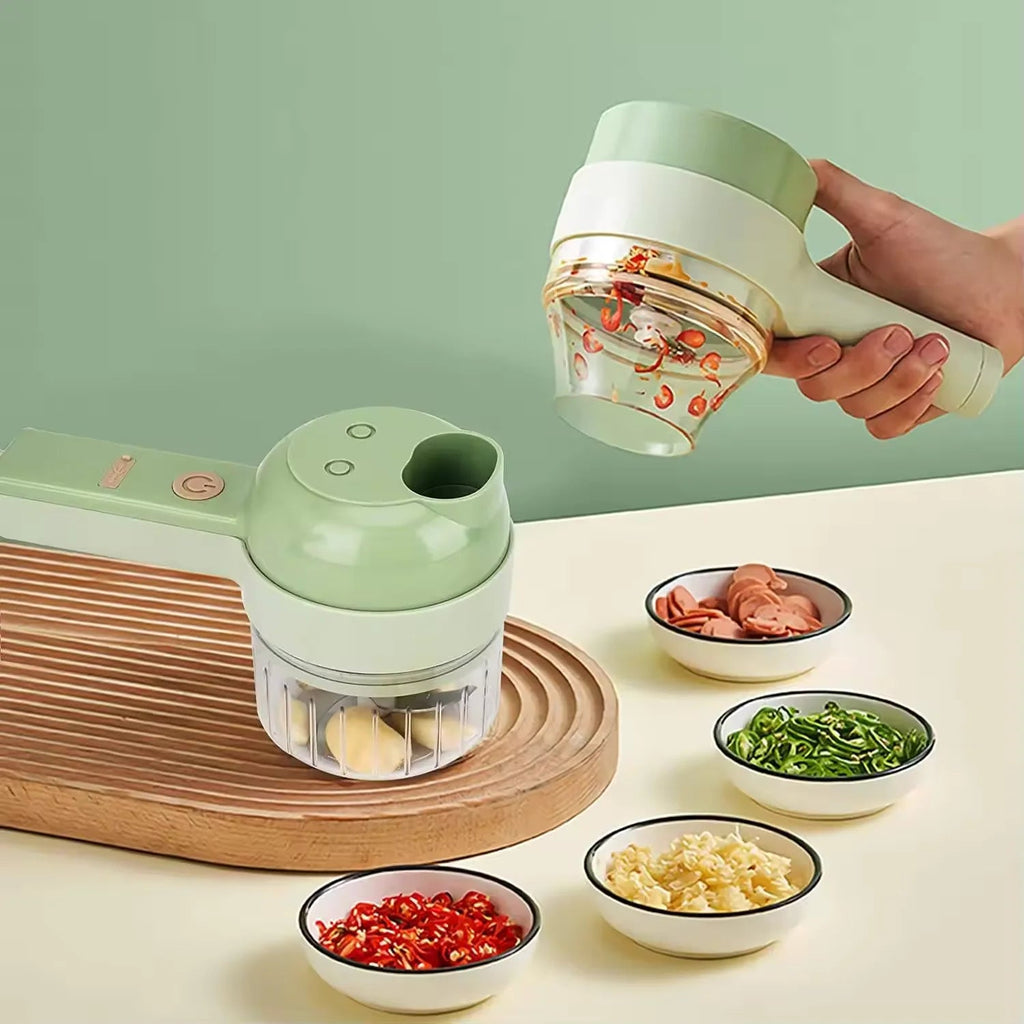 Hachoir Électrique Sans Fil Multifonction - Coupe - Légumes, Tranche - Fruits, Presse - Ail et Mixeur Portable pour Cuisine - Cuisine Chez Nadine