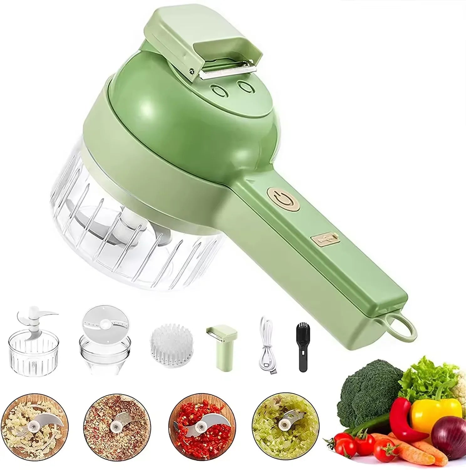 Hachoir Électrique Sans Fil Multifonction - Coupe - Légumes, Tranche - Fruits, Presse - Ail et Mixeur Portable pour Cuisine - Cuisine Chez Nadine