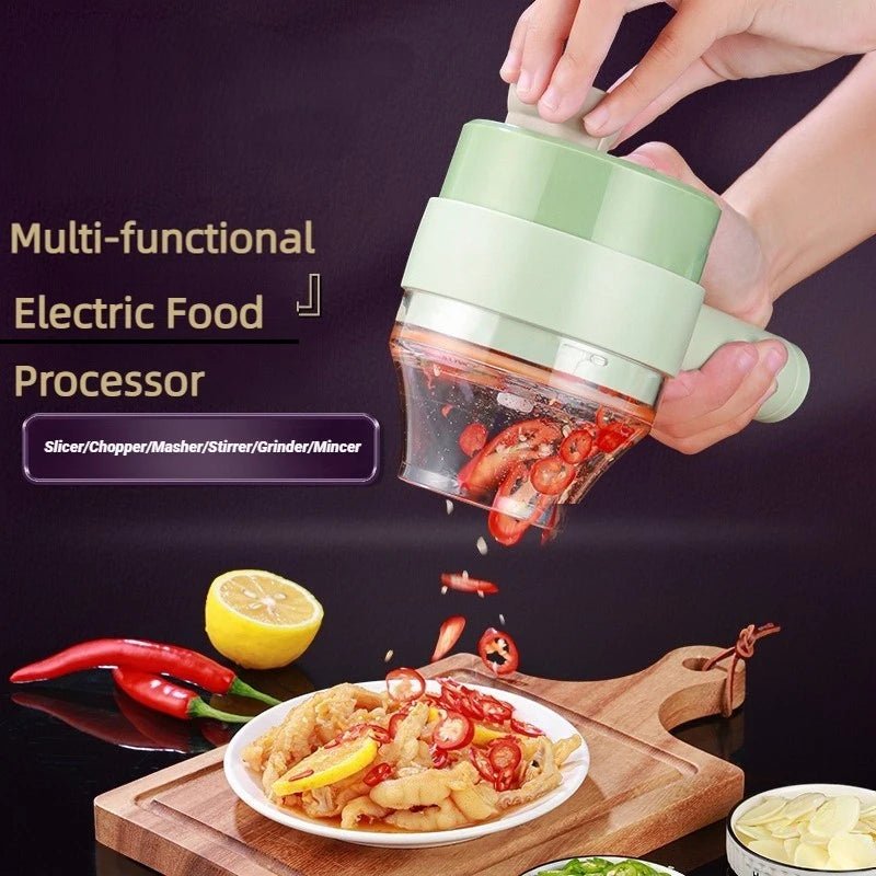 Hachoir Électrique Sans Fil Multifonction - Coupe - Légumes, Tranche - Fruits, Presse - Ail et Mixeur Portable pour Cuisine - Cuisine Chez Nadine
