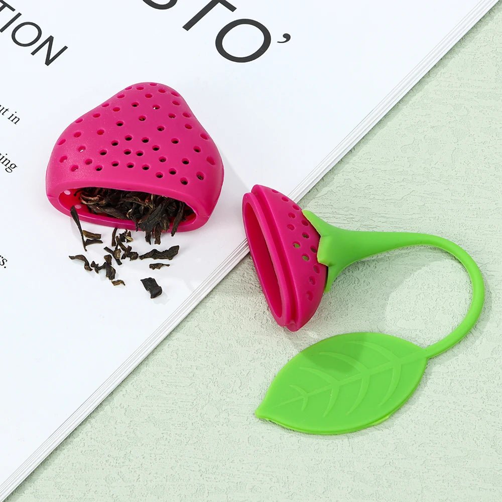 Infuseur à Thé Acier Inoxydable Filtre Feuilles Poignée Silicone Créatif Forme Fraise Accessoire Cuisine - Cuisine Chez Nadine