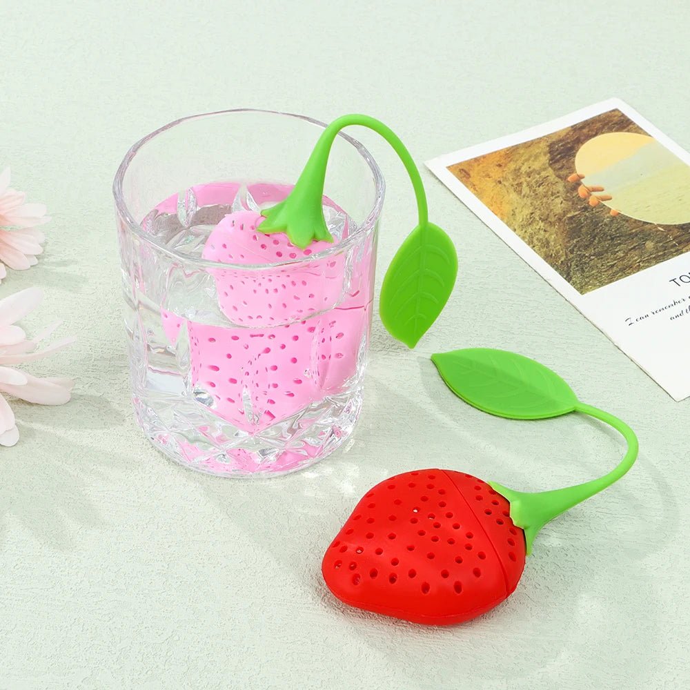 Infuseur à Thé Acier Inoxydable Filtre Feuilles Poignée Silicone Créatif Forme Fraise Accessoire Cuisine - Cuisine Chez Nadine