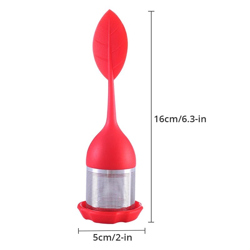 Infuseur à Thé Acier Inoxydable Mailles Fines Filtre Poignée Silicone Feuille Sans BPA Plateau Égouttoir Thé en Vrac - Cuisine Chez Nadine