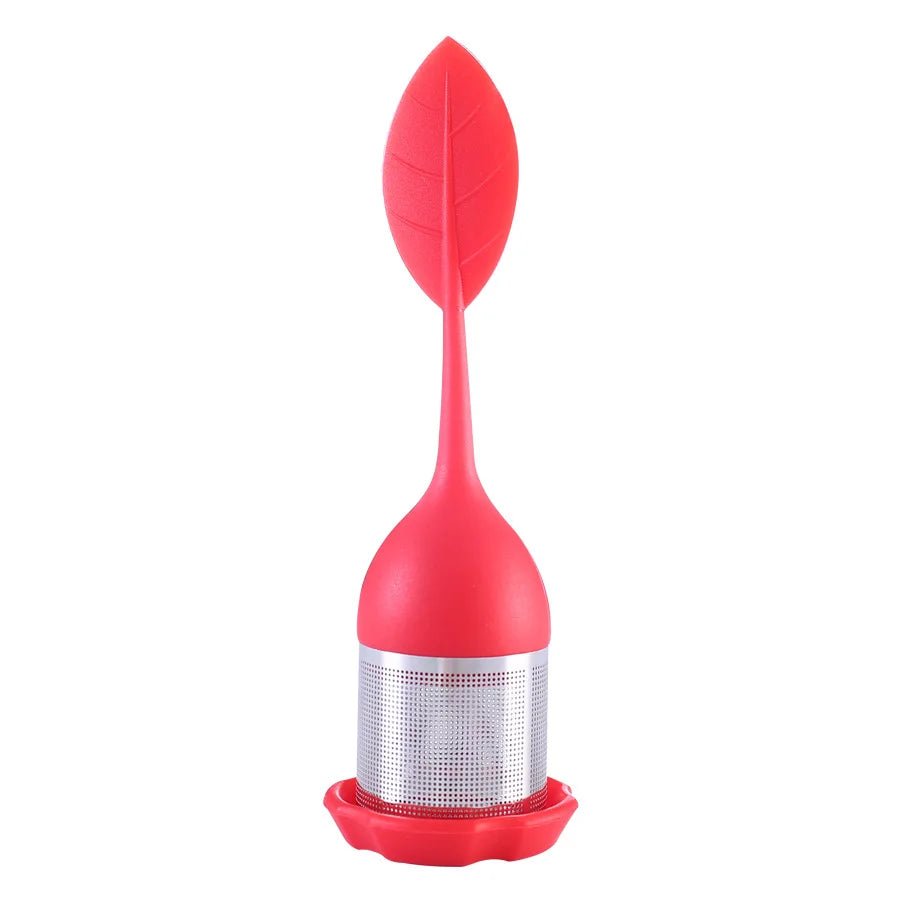 Infuseur à Thé Acier Inoxydable Mailles Fines Filtre Poignée Silicone Feuille Sans BPA Plateau Égouttoir Thé en Vrac - Cuisine Chez Nadine