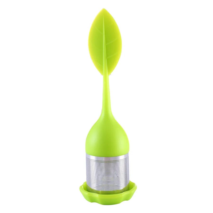 Infuseur à Thé Acier Inoxydable Mailles Fines Filtre Poignée Silicone Feuille Sans BPA Plateau Égouttoir Thé en Vrac - Cuisine Chez Nadine