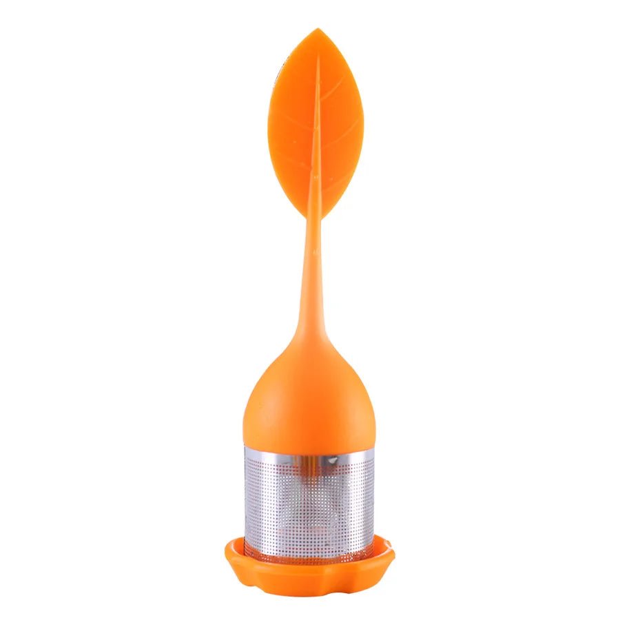 Infuseur à Thé Acier Inoxydable Mailles Fines Filtre Poignée Silicone Feuille Sans BPA Plateau Égouttoir Thé en Vrac - Cuisine Chez Nadine