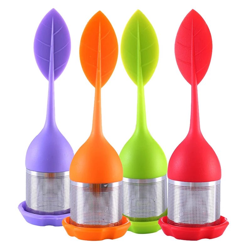 Infuseur à Thé Acier Inoxydable Mailles Fines Filtre Poignée Silicone Feuille Sans BPA Plateau Égouttoir Thé en Vrac - Cuisine Chez Nadine