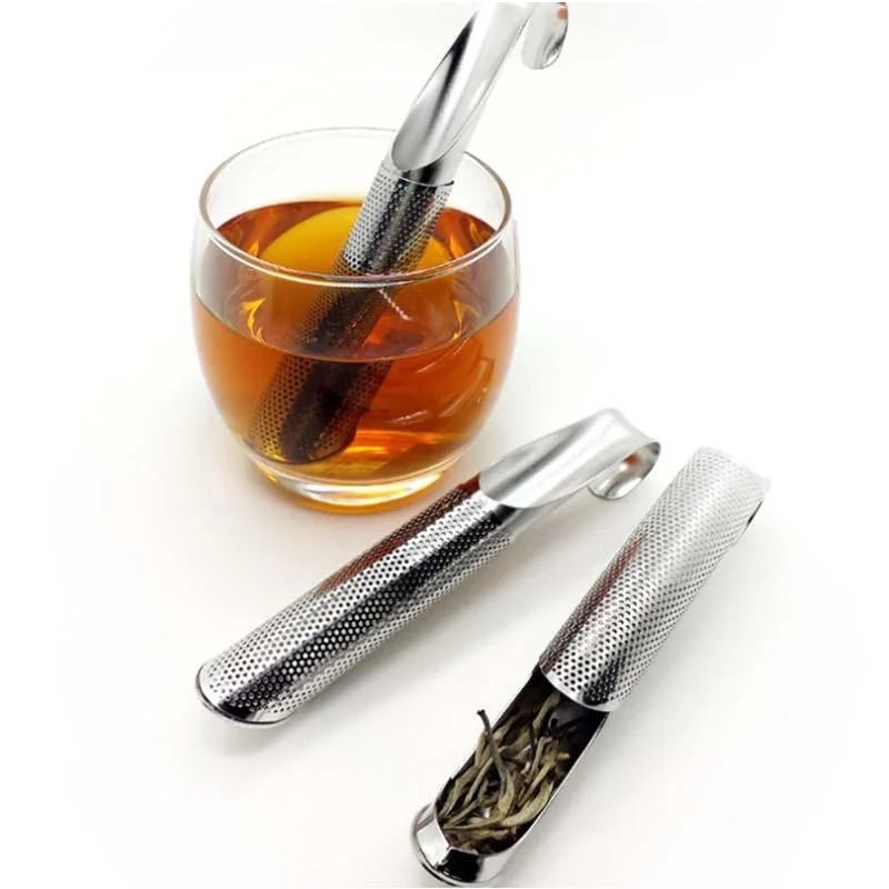 Infuseur à thé en acier inoxydable, design original en forme de tuyau, passoire à thé en métal pour tasse, filtre élégant pour thé Pu'er, accessoires pour infusions. - Cuisine Chez Nadine