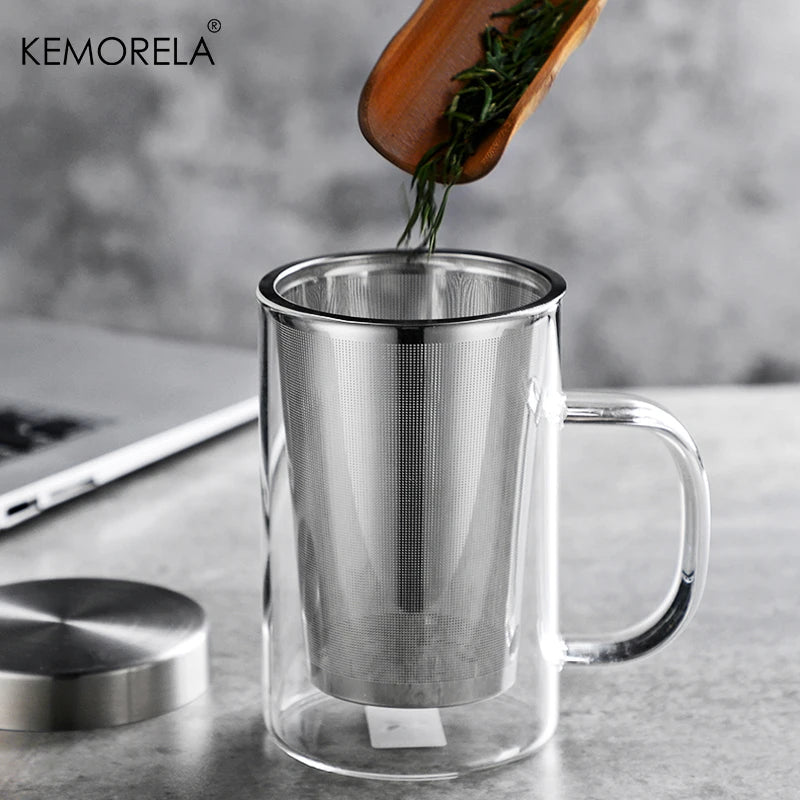 KEMORELA Tasse en Verre 500ml avec Infuseur à Thé Verre Borosilicate Infuseur Acier Inoxydable Maison Bureau Café - Cuisine Chez Nadine