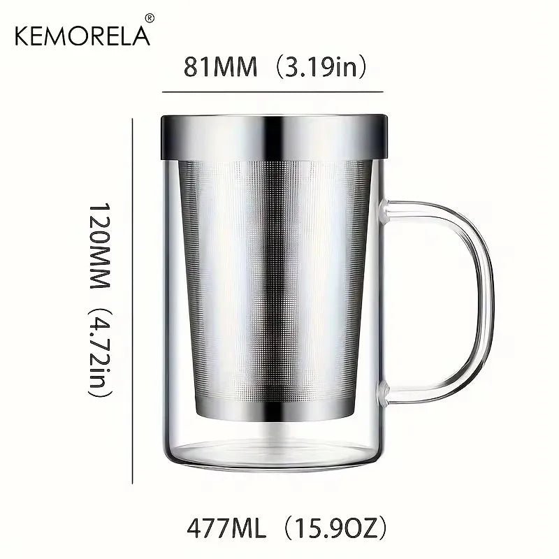 KEMORELA Tasse en Verre 500ml avec Infuseur à Thé Verre Borosilicate Infuseur Acier Inoxydable Maison Bureau Café - Cuisine Chez Nadine