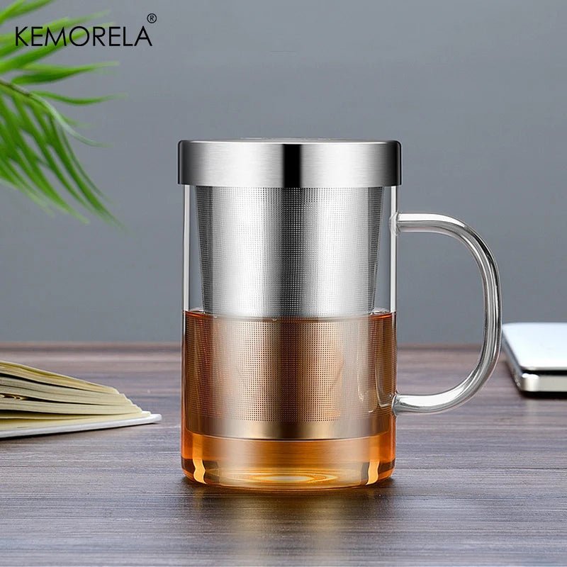 KEMORELA Tasse en Verre 500ml avec Infuseur à Thé Verre Borosilicate Infuseur Acier Inoxydable Maison Bureau Café - Cuisine Chez Nadine