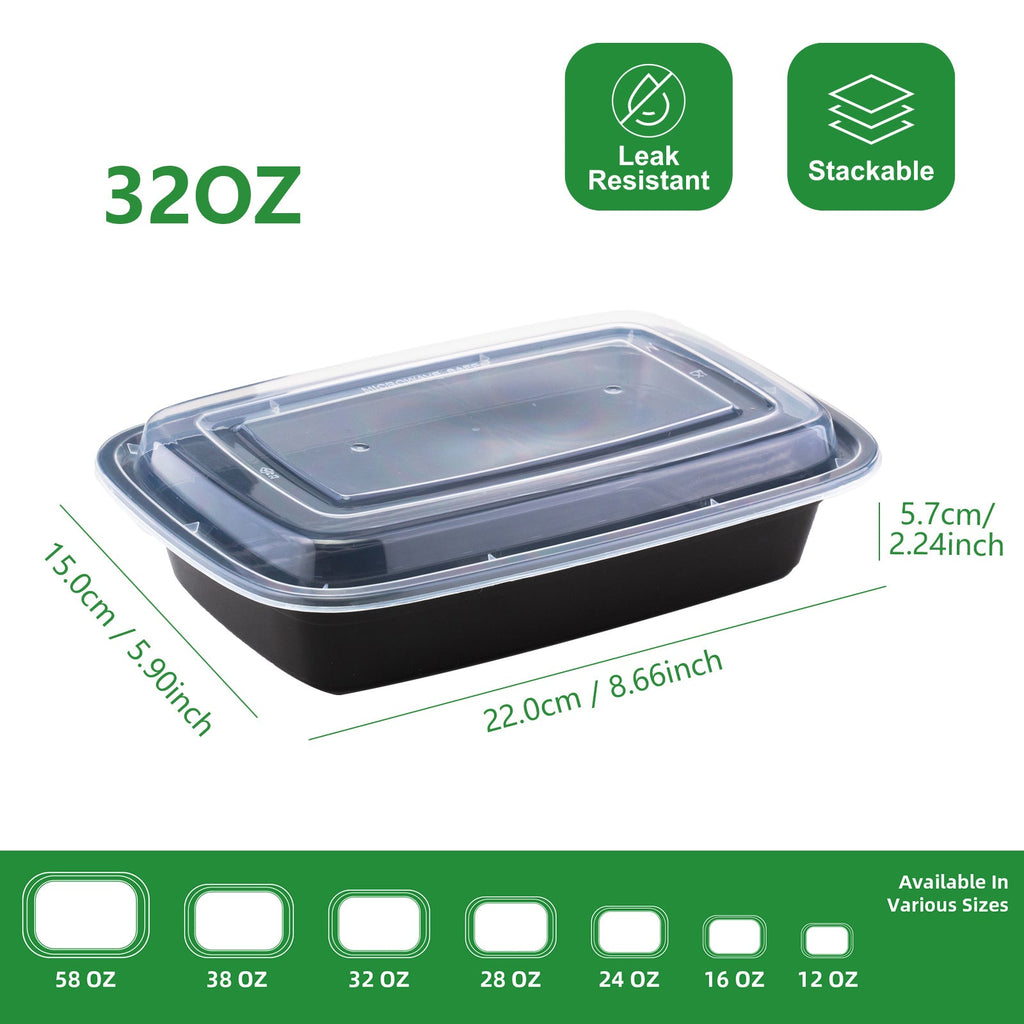 Lot de 150 contenants de préparation de repas APSIC 32/38/58 oz avec couvercles - Cuisine Chez Nadine