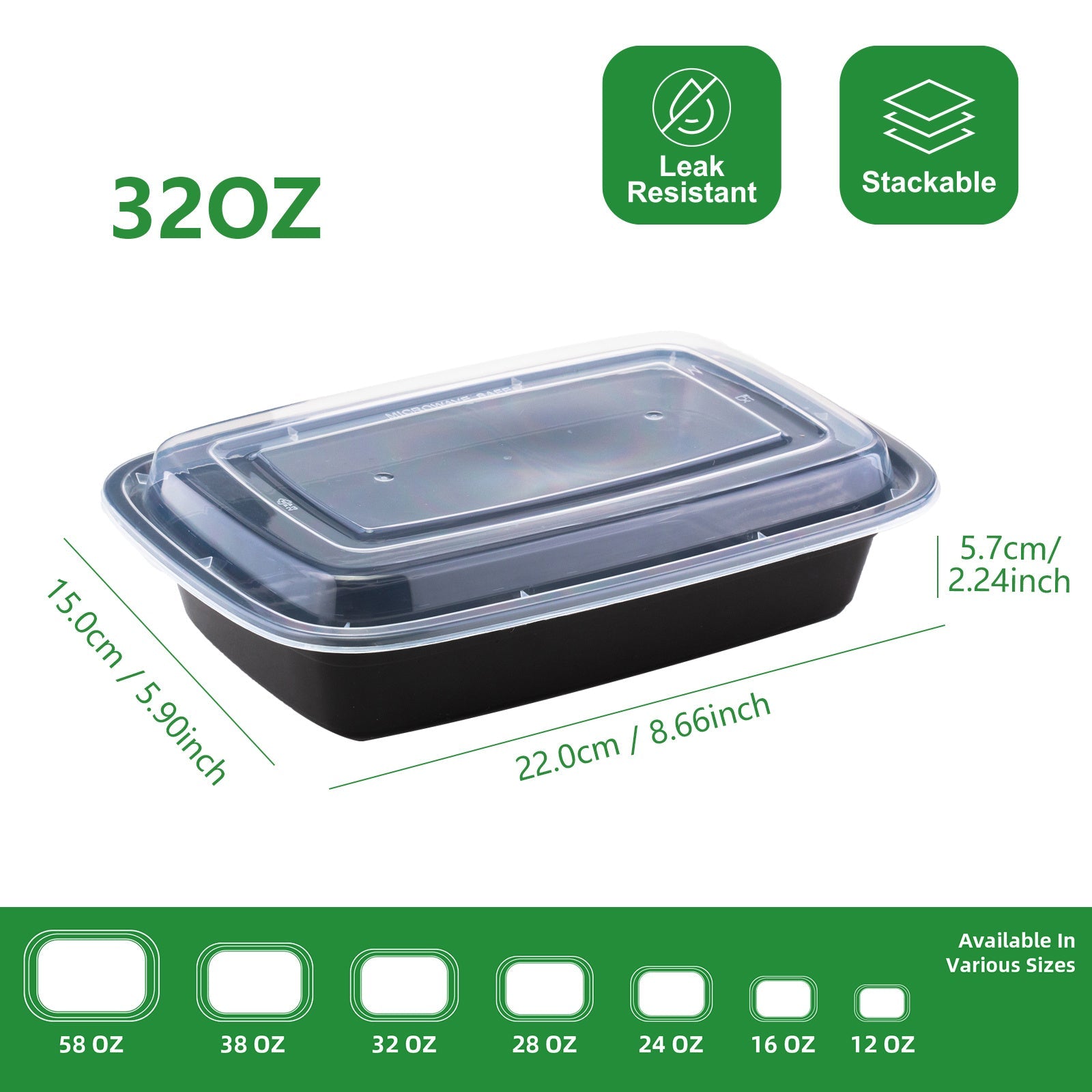 Lot de 150 contenants de préparation de repas APSIC 32/38/58 oz avec couvercles - Cuisine Chez Nadine