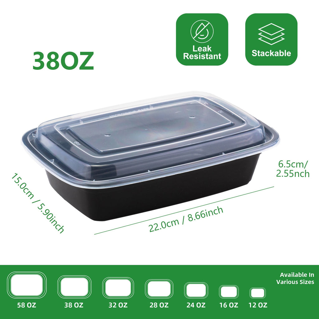 Lot de 150 contenants de préparation de repas APSIC 32/38/58 oz avec couvercles - Cuisine Chez Nadine