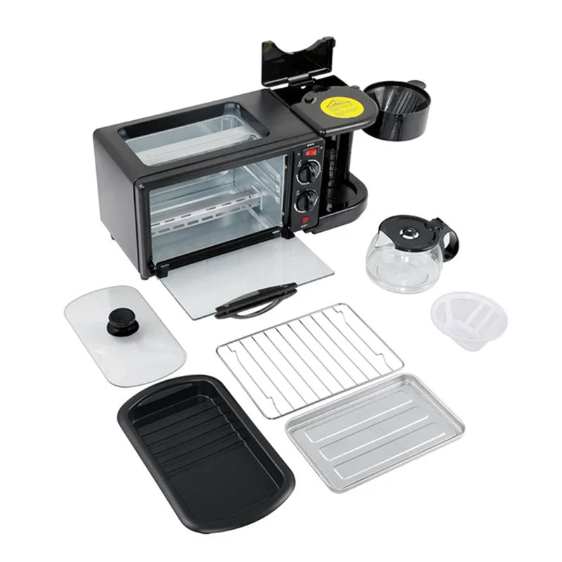 Machine à Déjeuner 3 en 1 - Cafetière, Grille - Pain et Poêle Électrique - Cuisine Chez Nadine