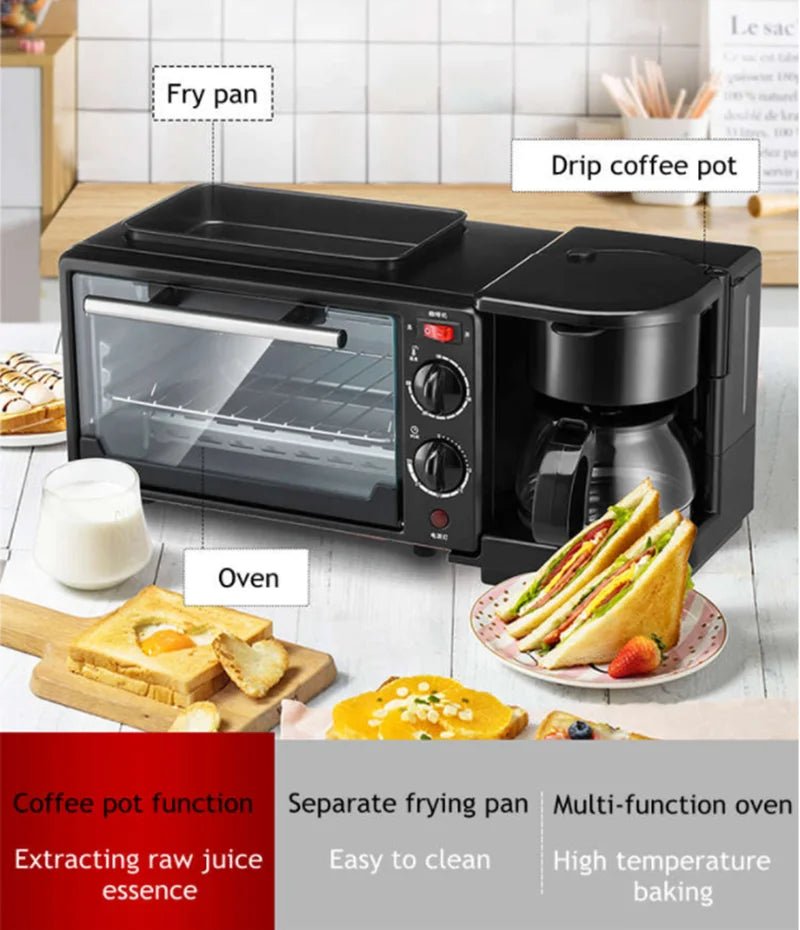 Machine à Déjeuner 3 en 1 - Cafetière, Grille - Pain et Poêle Électrique - Cuisine Chez Nadine
