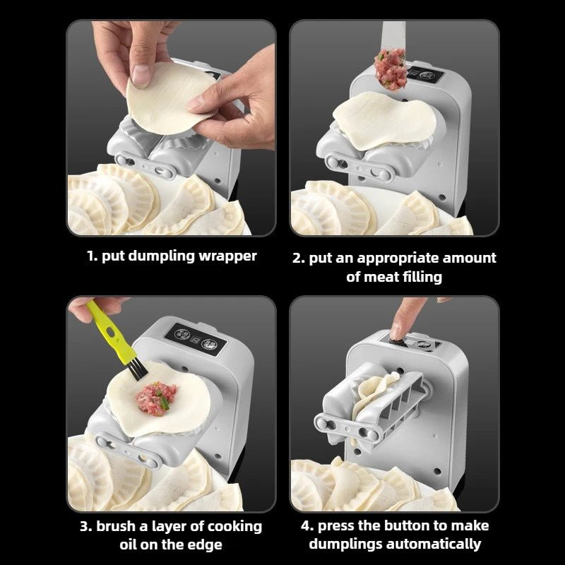 Machine Automatique Électrique à Raviolis et Dumplings avec Cuillère et Pinceau - Presse Rapide pour Cuisine Maison - Cuisine Chez Nadine