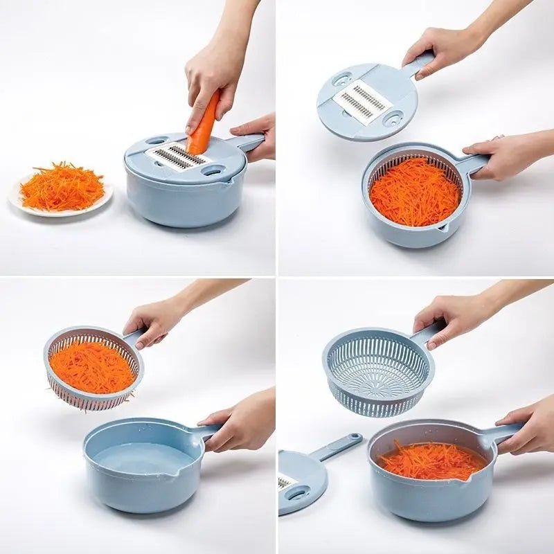 Mandoline Multifonction 10 en 1 - Coupe - Légumes Professionnel avec Râpes et Lames - Cuisine Chez Nadine