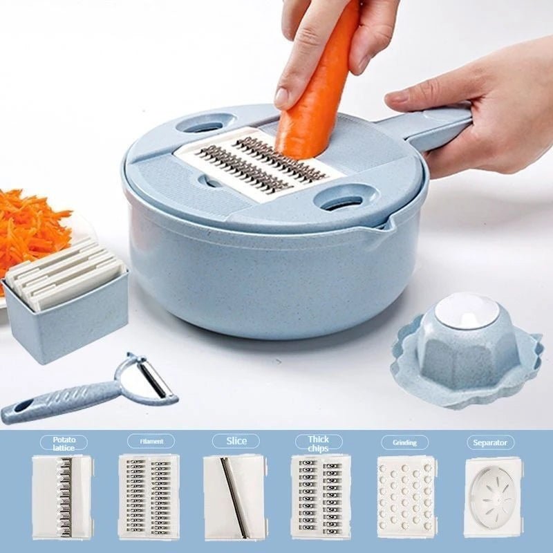 Mandoline Multifonction 10 en 1 - Coupe - Légumes Professionnel avec Râpes et Lames - Cuisine Chez Nadine