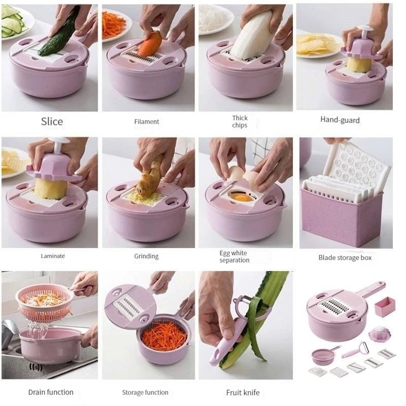 Mandoline Multifonction 10 en 1 - Coupe - Légumes Professionnel avec Râpes et Lames - Cuisine Chez Nadine