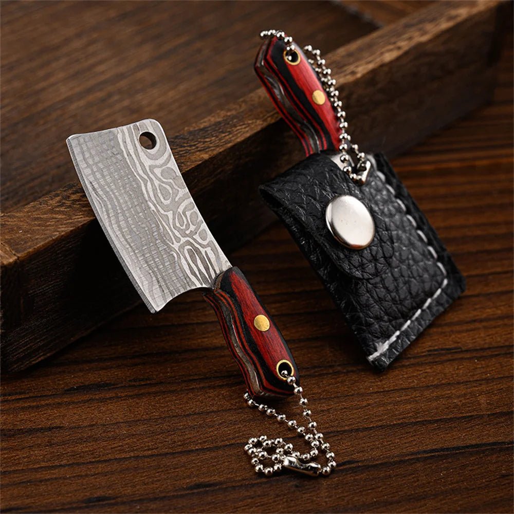 Mini Couteau Porte - Clés Portable avec Étui en Cuir - Manche en Bois et Acier Inoxydable pour Extérieur - Cuisine Chez Nadine