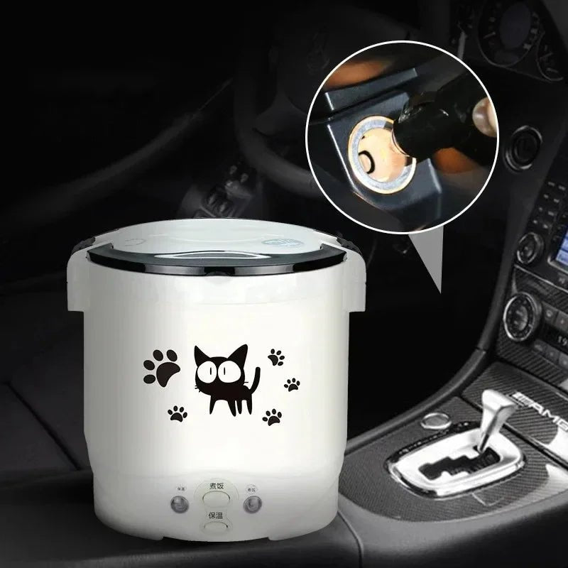 Mini Cuiseur à Riz Électrique Portable Multifonction 12V/24V/220V - Autocuiseur pour Voiture, Camion et Maison 1L - Cuisine Chez Nadine