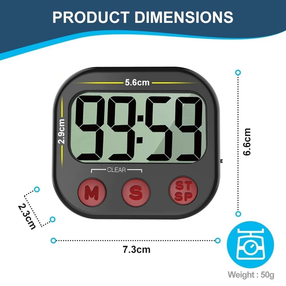 Minuterie de Cuisine Numérique Magnétique - Grand Écran LCD avec Compte à Rebours - Cuisine Chez Nadine
