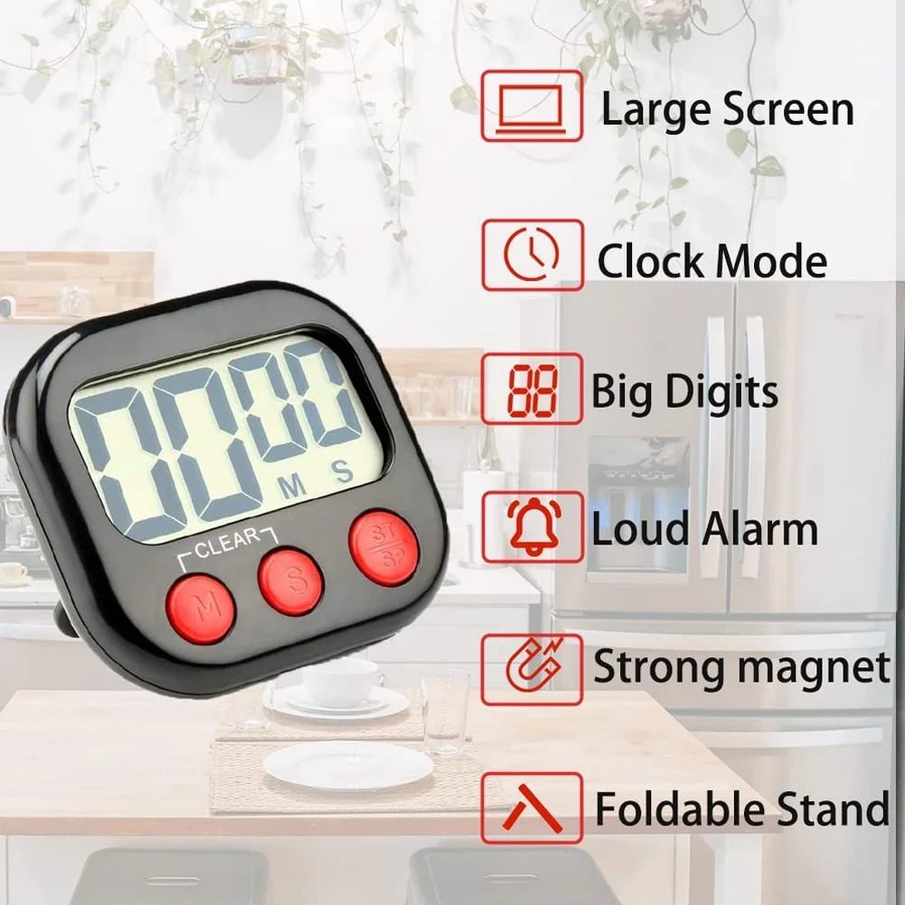 Minuterie de Cuisine Numérique Magnétique - Grand Écran LCD avec Compte à Rebours - Cuisine Chez Nadine