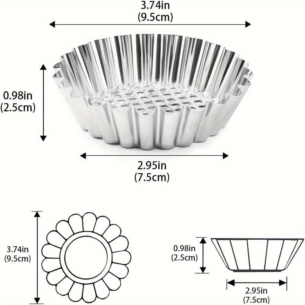 Moules à pâtisserie en acier inoxydable réutilisables 3,8 pouces - Ensemble de 6/10 pour tartelettes, cupcakes et muffins - Cuisine Chez Nadine