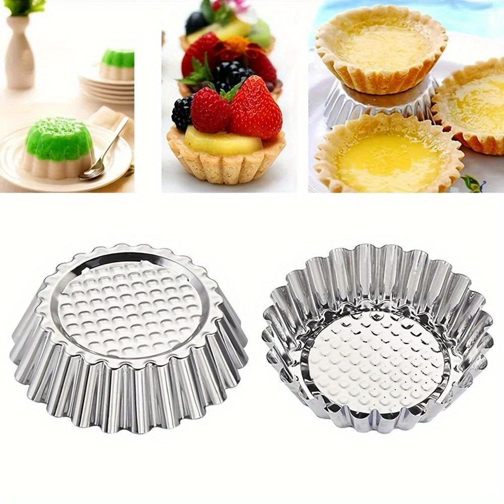 Moules à pâtisserie en acier inoxydable réutilisables 3,8 pouces - Ensemble de 6/10 pour tartelettes, cupcakes et muffins - Cuisine Chez Nadine