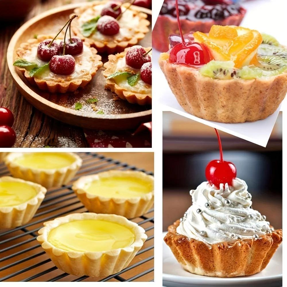 Moules à pâtisserie en acier inoxydable réutilisables 3,8 pouces - Ensemble de 6/10 pour tartelettes, cupcakes et muffins - Cuisine Chez Nadine