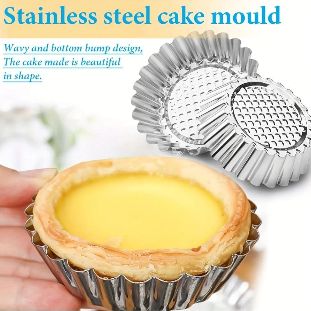 Moules à pâtisserie en acier inoxydable réutilisables 3,8 pouces - Ensemble de 6/10 pour tartelettes, cupcakes et muffins - Cuisine Chez Nadine