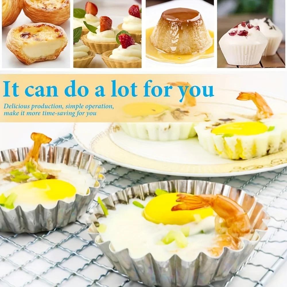 Moules à pâtisserie en acier inoxydable réutilisables 3,8 pouces - Ensemble de 6/10 pour tartelettes, cupcakes et muffins - Cuisine Chez Nadine