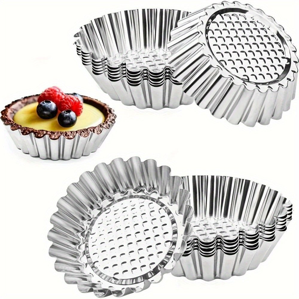 Moules à pâtisserie en acier inoxydable réutilisables 3,8 pouces - Ensemble de 6/10 pour tartelettes, cupcakes et muffins - Cuisine Chez Nadine