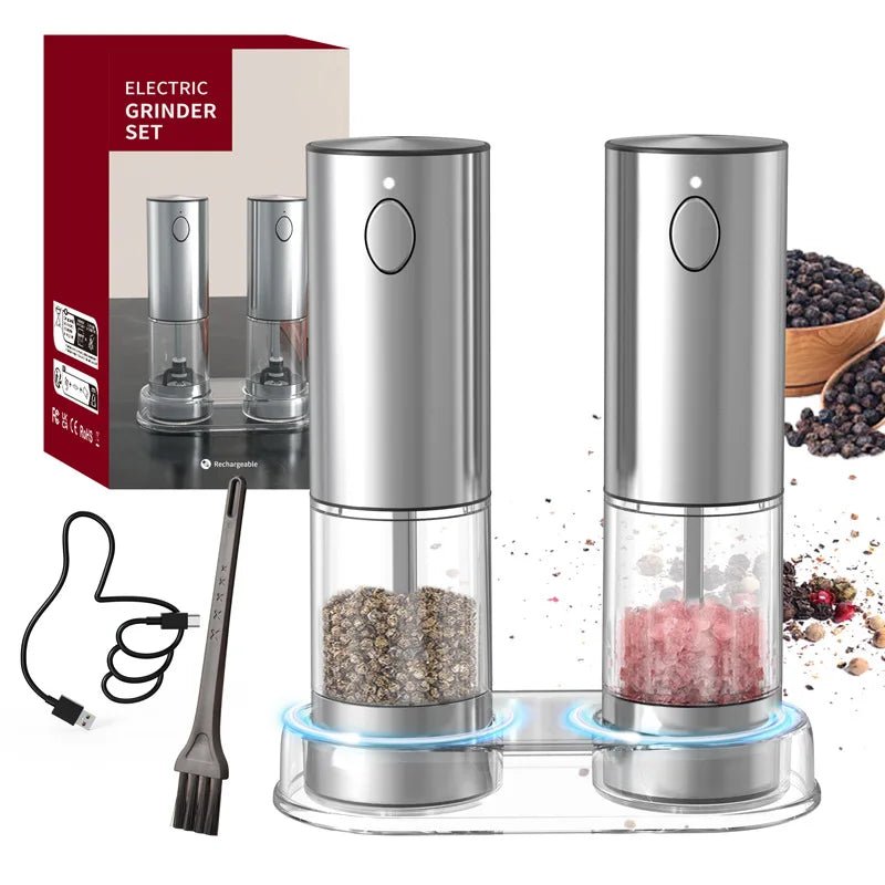 Moulin électrique rechargeable pour sel et poivre - Design Rose - Sans fil avec batterie lithium - Broyeur automatique pour cuisine - Cuisine Chez Nadine