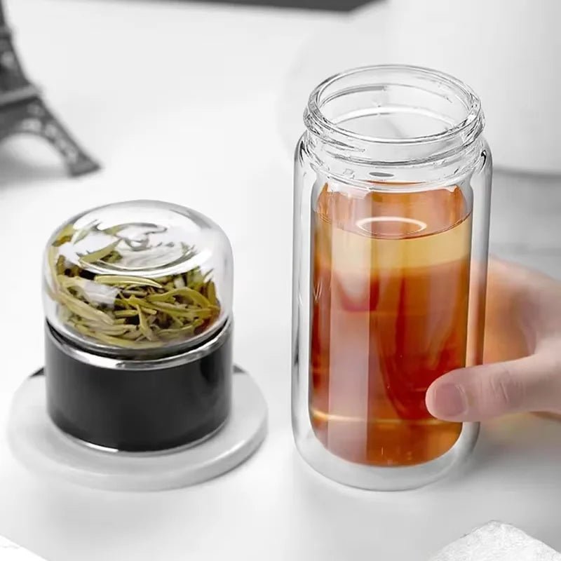 NOUVEAU 2026 Bouteille Infuseur à Thé Verre Borosilicate 420ML Double Paroi Isolée Chaud Froid - Cuisine Chez Nadine