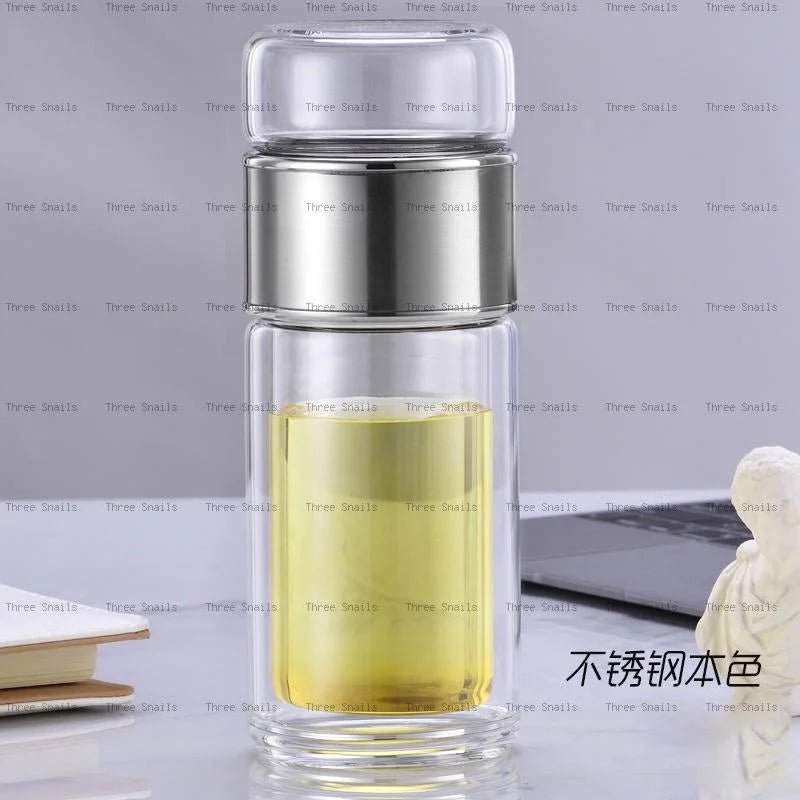 NOUVEAU 2026 Bouteille Infuseur à Thé Verre Borosilicate 420ML Double Paroi Isolée Chaud Froid - Cuisine Chez Nadine