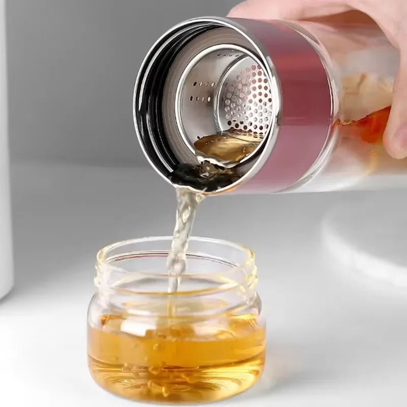 NOUVEAU 2026 Bouteille Infuseur à Thé Verre Borosilicate 420ML Double Paroi Isolée Chaud Froid - Cuisine Chez Nadine