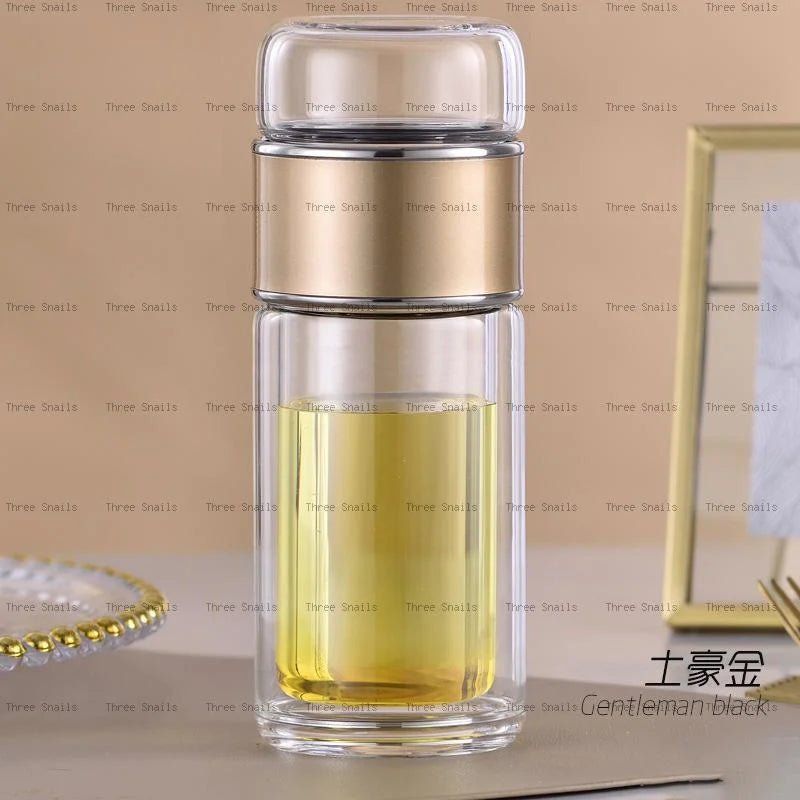NOUVEAU 2026 Bouteille Infuseur à Thé Verre Borosilicate 420ML Double Paroi Isolée Chaud Froid - Cuisine Chez Nadine