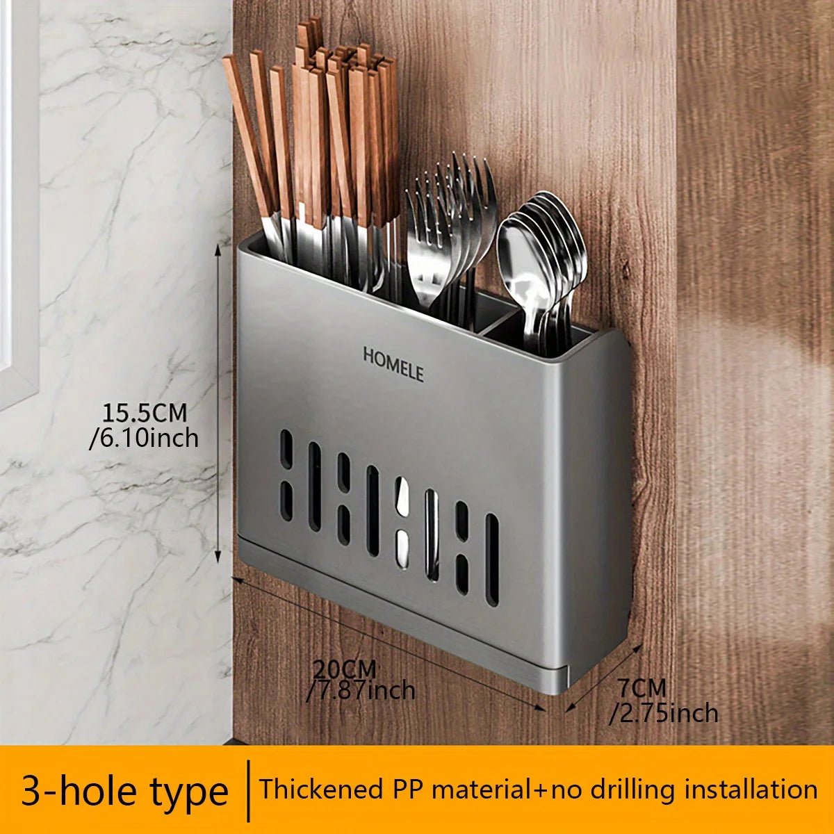 Organisateur de Couverts Multifonctionnel avec Base Égouttage Amovible - Porte - Ustensiles Mural - Cuisine Chez Nadine