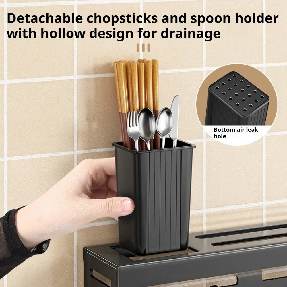 Organisateur de Cuisine Mural en Acier Inoxydable - Support Couteaux Multifonction Rangement Cuillères Fourchettes Ustensiles 50cm - Cuisine Chez Nadine