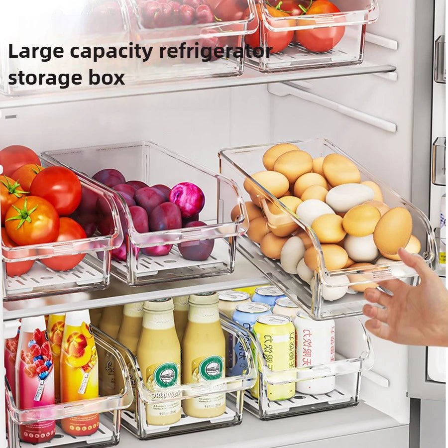 Organisateur de Réfrigérateur Transparent avec Plateau Égouttoir - Bac Rangement Fruits Légumes - Cuisine Chez Nadine