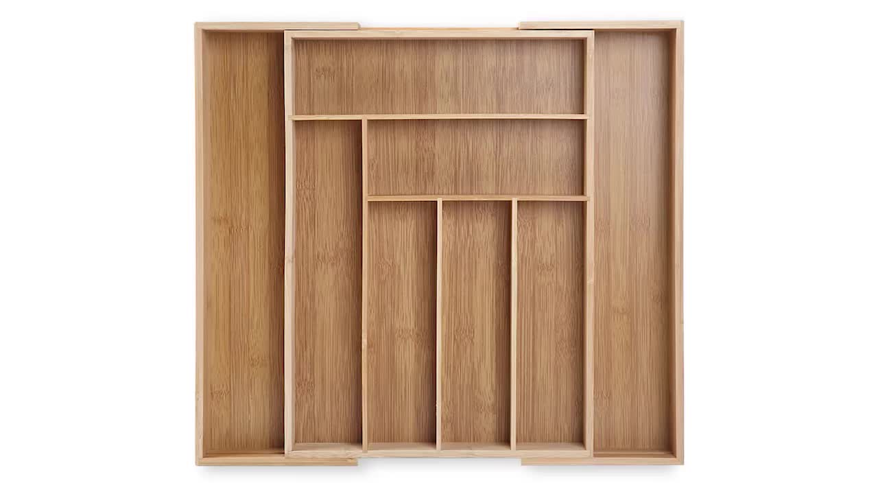 Organisateur de tiroir ajustable en bambou pour ustensiles et couverts - Extensible - Cuisine Chez Nadine