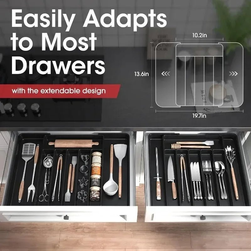 Organisateur de Tiroir de Cuisine Ajustable et Extensible pour Couverts et Ustensiles - Plateau de Rangement pour Argenterie et Vaisselle - Cuisine Chez Nadine